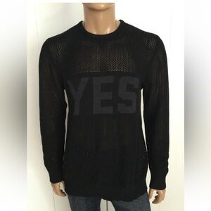 Zanerobe Black Mesh Sweater with’Yes’ Print Fit Oversized Pullover Size S